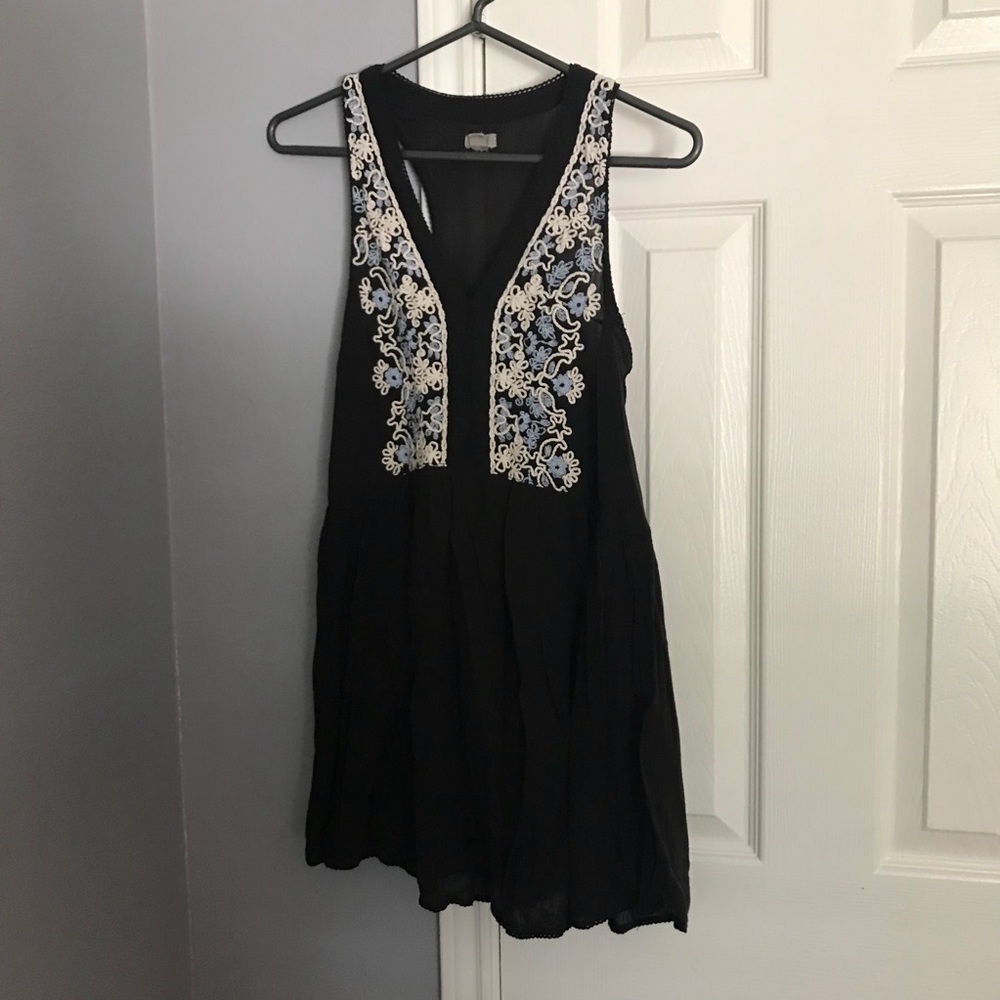 Black dress with blue/ white flower details